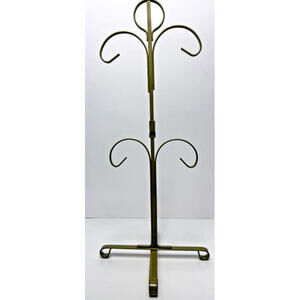 Vtg Metal Mug Tree Avocado Green 6 Coffee Cup Holder Stand Retro MCM Japan 14.5"